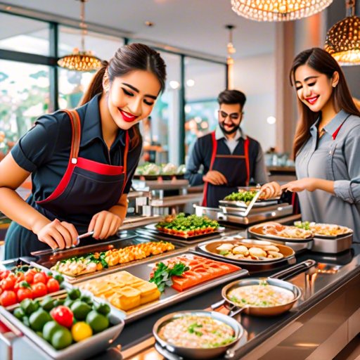 Buffet Food home Services with a girls